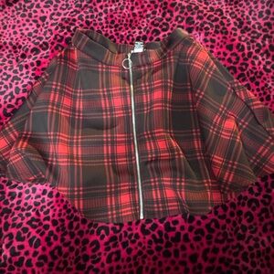 Hot Topic Red and Black Plaid Skater Skirt
